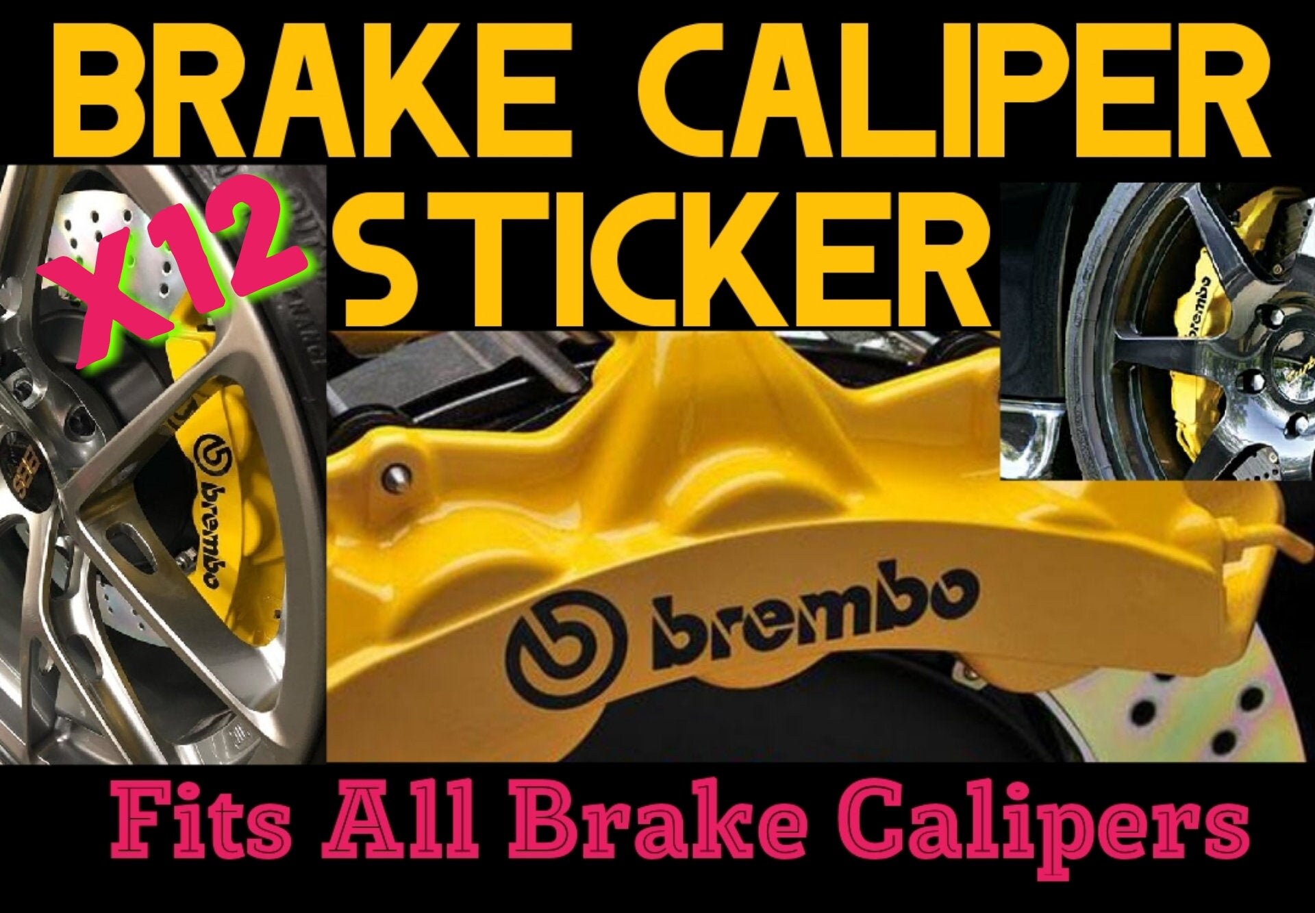 Brembo Brake Caliper Sticker x12 Decal BLACK or WHITE Etsy