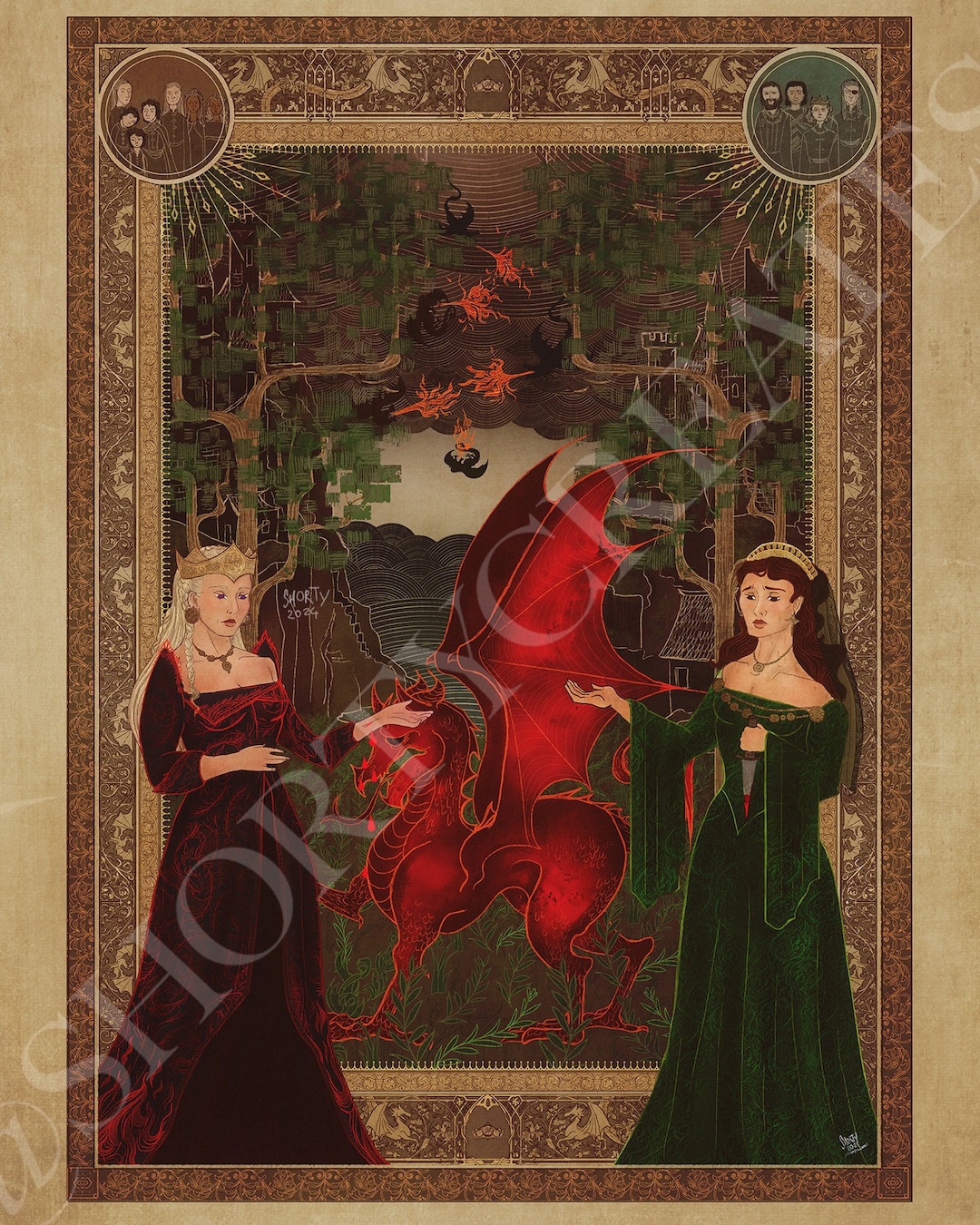 The Two Queens - Rhaenyra & Alicent FANART - Etsy