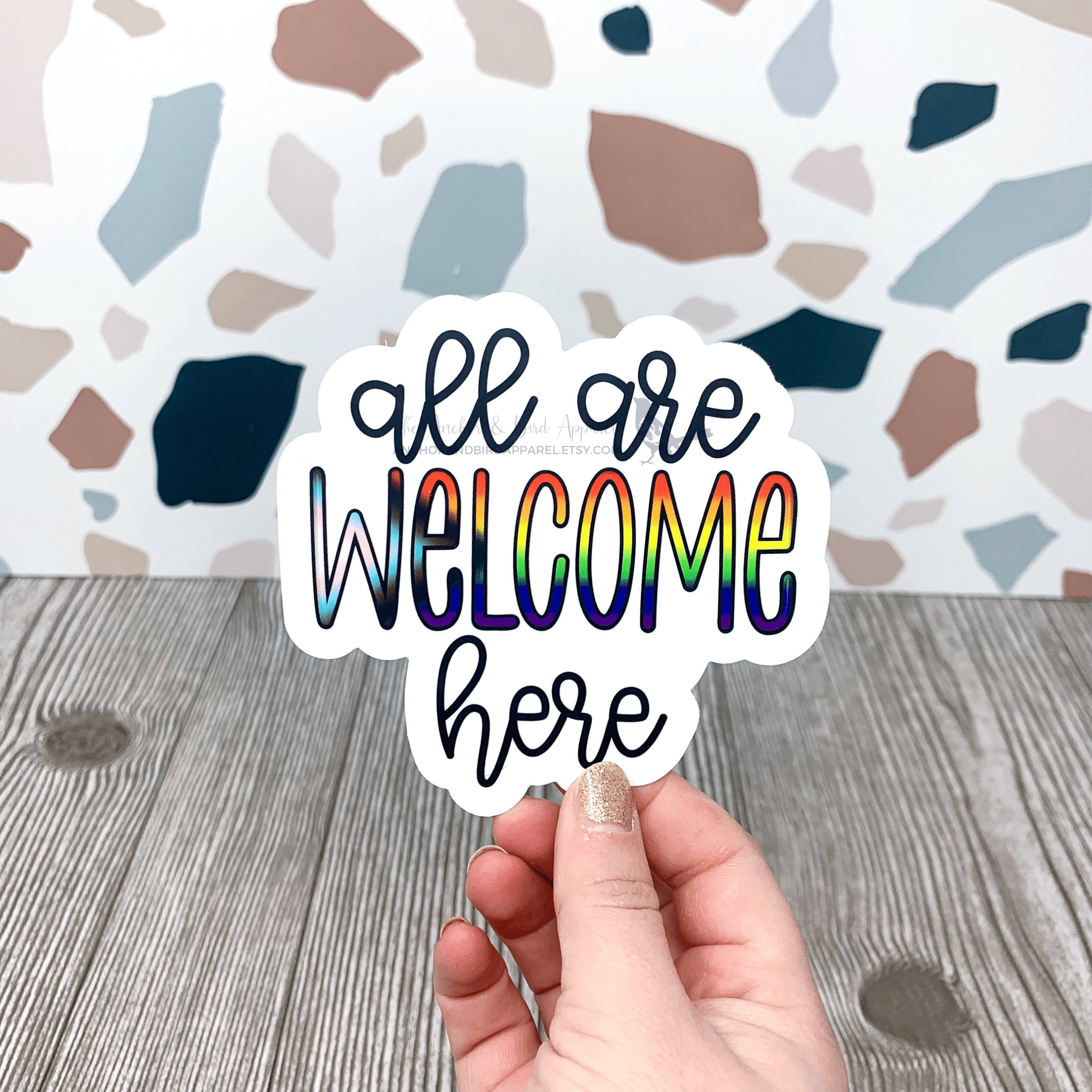 All Are Welcome Here Pride Flag Sticker | Educator Stickers, Classroom ...