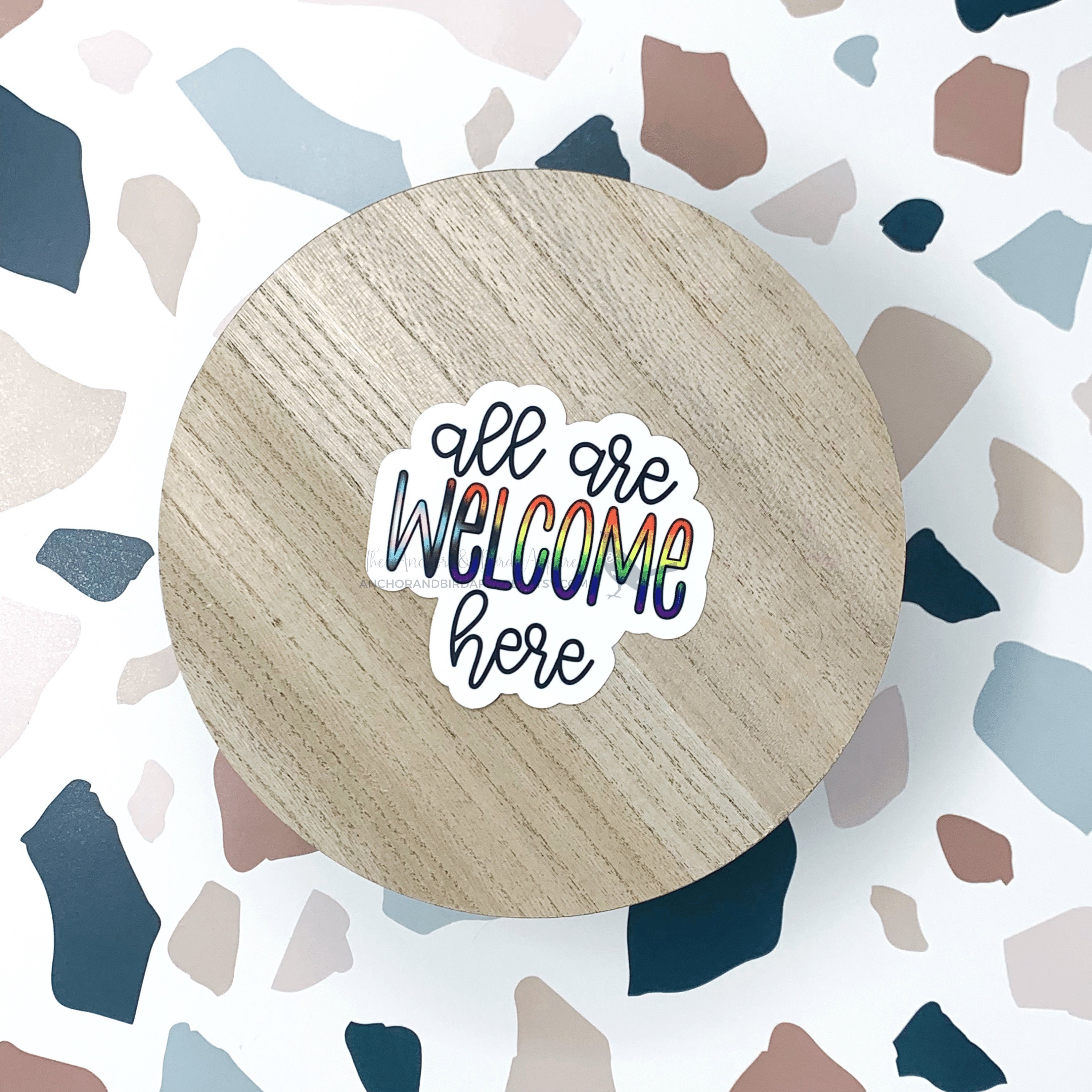 All Are Welcome Here Pride Flag Sticker | Educator Stickers, Classroom ...