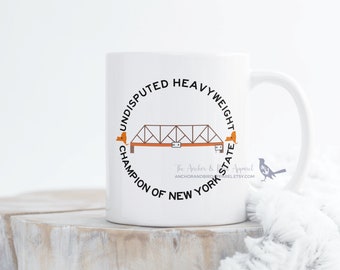 Champion incontesté des poids lourds de l’État de New York Onondaga Lake Parkway Bridge Mug | tasse à café drôle de syracuse ny, cadeaux de syracuse