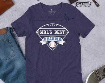 T-shirt de baseball à losanges meilleur ami de Toronto pour fille | tee-shirt de baseball, chemise Jays blanc et bleu, chemises de sport pour femme, inspiré du baseball