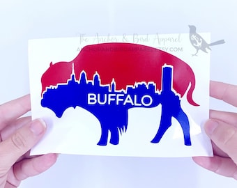 Two Color Buffalo Skyline Bison Decal | buffalo ny skyline car decal, buffalo laptop decal, buffalo new york skyline, buffalonian decal