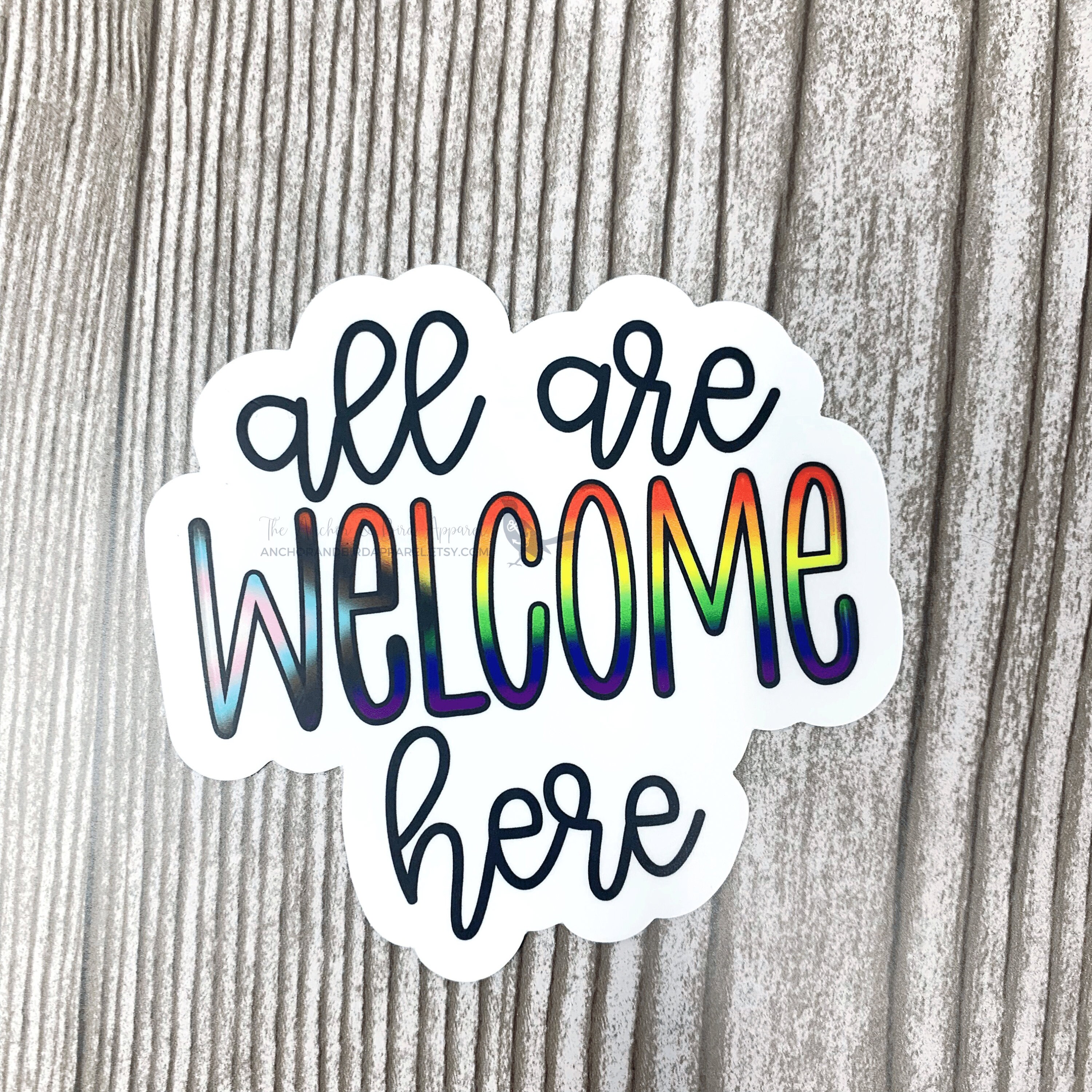 All Are Welcome Here Pride Flag Sticker | Educator Stickers, Classroom ...