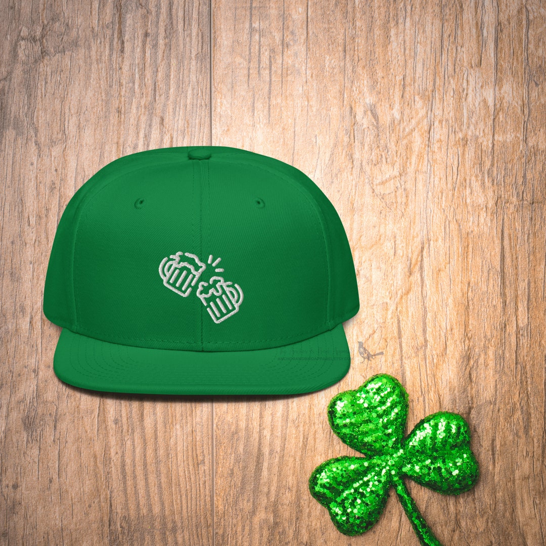 Cheers Green Beer Hat Kelly Green Snapback Hat With Clinking Beers, St