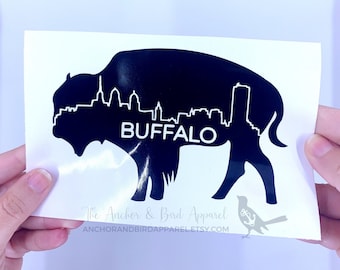Buffalo Skyline Bison Decal | buffalo ny skyline car decal, buffalo laptop decal, buffalo new york skyline, 716 gifts, buffalonian decal
