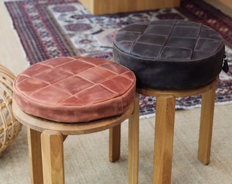 Round seat cushion, indoor and outdoor seat pillow, leather seat pads, round chair cushions