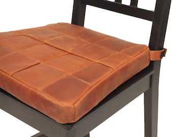 Cushion chair with leather ties, U-shape chair cushion, u-shape seat cushion, chair cushion with ties, leather cushion for stool