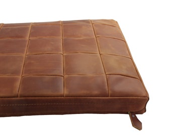 Leather seat cushion (size 12"*12 with 2 inches height) - color Cognac Italy