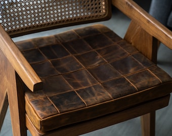 Custom size chair cushion replacement, Leather floor cushion seat, Square pillow seat custom size, Square chair pad