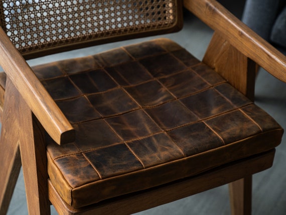 Custom size chair cushion replacement, Leather floor cushion seat, Square pillow seat custom size, Square chair pad