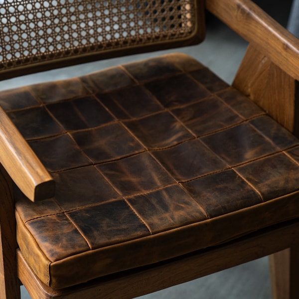 Custom size chair cushion replacement, Leather floor cushion seat, Square pillow seat custom size, Square chair pad