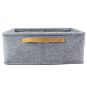 Storage basket with handle, custom size basket and bins, felt basket for shelves, shelf storage boxes