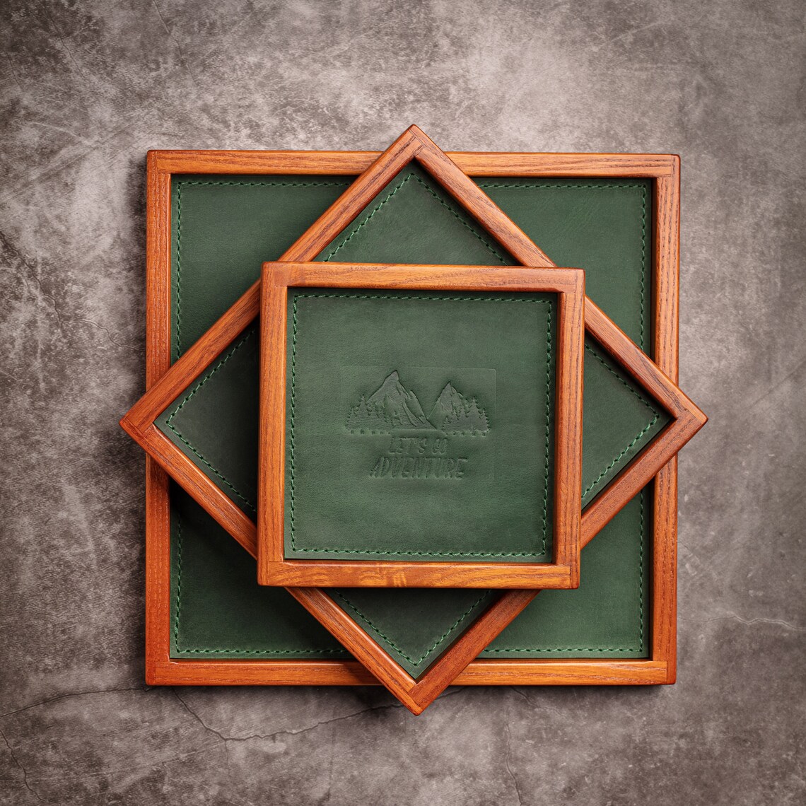 Decorative Wooden Tray With Leather or Suede Insert Fancy Etsy