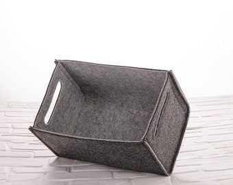 Custom storage bins - gray felt storage basket for shelves, for Ikea shelves, custom-made boxes, felt baskets, pantry storage for home