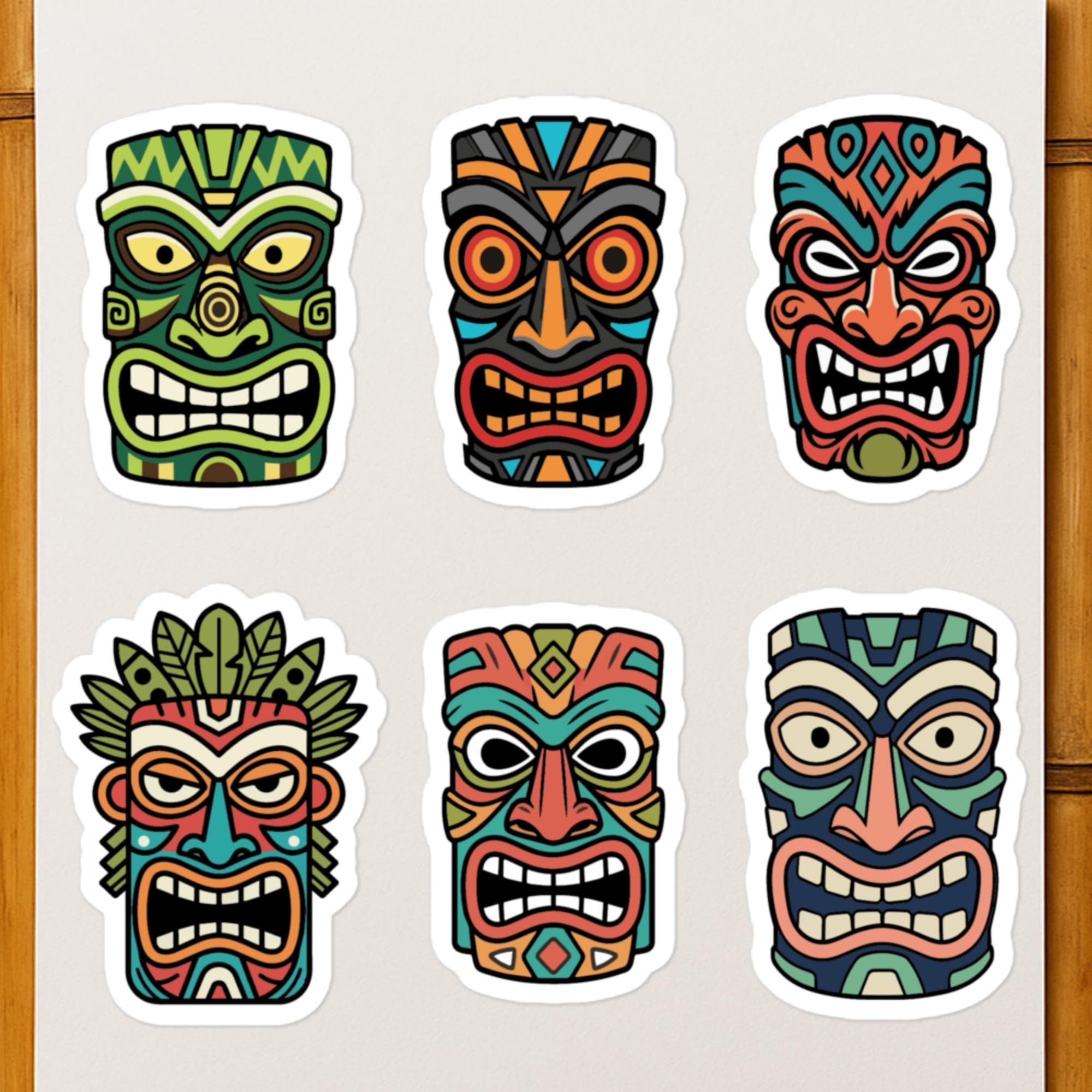 Masque Tiki Mural – Floral Hawaïen/polynésien – Bois Peint Fait Main – 19 Pouces – Chesapeake Bay