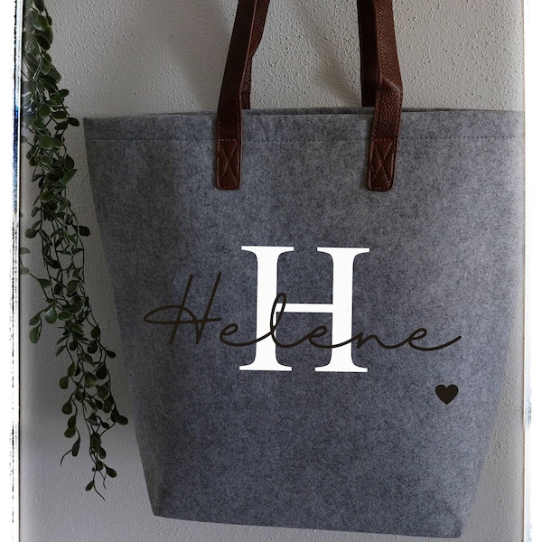 Filz Shopper Tasche Geschenk Filztasche personalisiert personalisierte Tasche Name Geburtstagsgeschenk