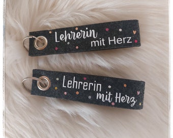 Schlüsselanhänger Lehrerin mit Herz Personalisierter Schlüsselanhänger Lehrerin Geschenk Schlüsselband