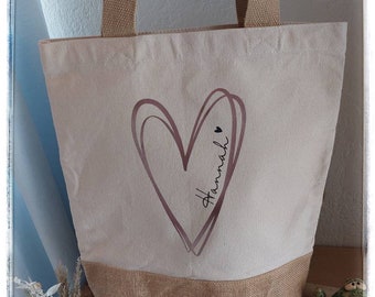 Shopper jute bag personalized gift name