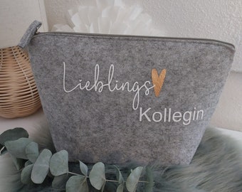 Kosmetiktasche Lieblingskollegin Filz Tasche Geschenk personalisiert personalisiertes Geschenk