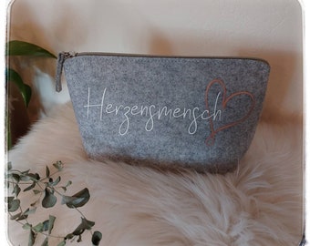 Cosmetic bag felt bag gift personalized heart person personalized gift