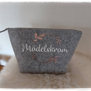 Kosmetiktasche Filz Tasche Geschenk personalisiert Mädelskram personalisiertes Geschenk