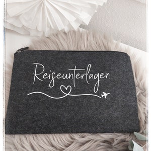 Tasche für Reiseunterlagen Filztasche personalisierte Tasche Geschenk Reisen