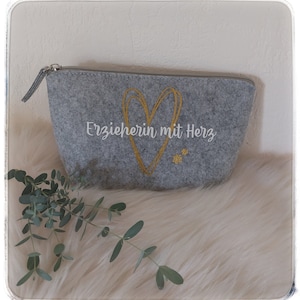 Filztasche Erzieherin mit Herz Geschenk personalisierte Tasche Abschiedsgeschenk Erzieherin
