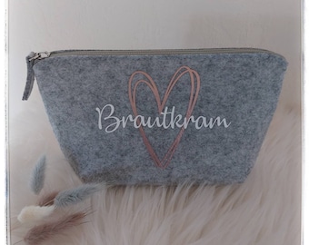 Kosmetiktasche Brautkram Filz Tasche Geschenk Braut personalisiert personalisiertes Geschenk