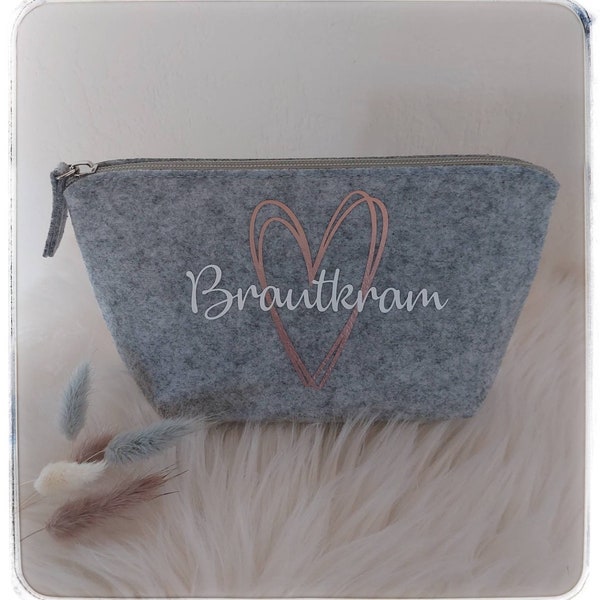 Kosmetiktasche Brautkram Filz Tasche Geschenk Braut personalisiert personalisiertes Geschenk