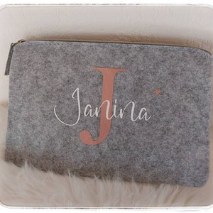 Filz Tasche Kosmetiktasche Stiftetasche personalisiert Wunschname Geschenk  Schminktasche