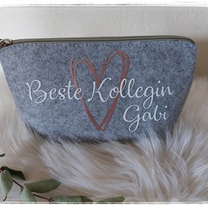 Kosmetiktasche Filz Tasche Geschenk personalisiert Beste Kollegin  personalisiertes Geschenk