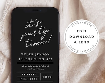 Minimal Modern Party Digital Invitation Template, Mobile Invitation, E ...
