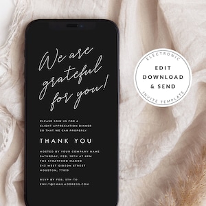 Modern Client Appreciation Invitation, Digital Mobile Text Message Invite, Staff Work Party, Employee Appreciation Dinner, Business Event