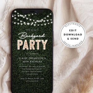 Marquee Light Any Party Invitation, Digital Mobile Invitation Download, Backyard Party, Summer Party, Bachelorette Party Text Message Invite