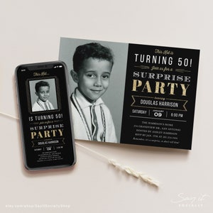 Sparkle Old Picture Surprise Birthday Invitation Digital Download,  Text Invitation, Printable Digital Template, Phone Invitation, DIY Evite
