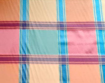 Silk Plaid Striped Upholstery Fabric Drapery- Sold by the Yard
