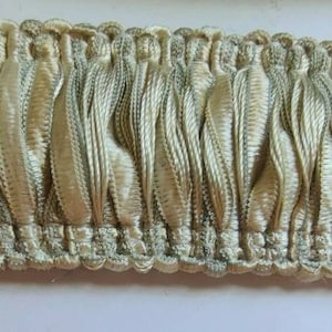 1 1/4&quot; Cream Fabric Brushed Trim Embellishment Multicolor-By the Yard