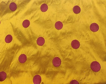 Polka Dot Silk- Tangerine / MagentaSilk - Fabric by the Yard, Upholstery, Drapery, Apperal, Home decor