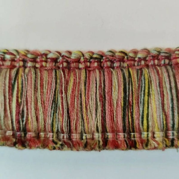 1  1/2" Red, Yellow, Tan and Black Fabric Brushed Trim -Sold By the Yard