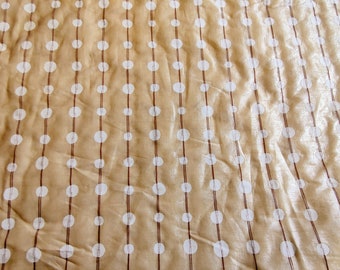 Beige and White Polka Dot Silk Blend - Sold by the Yard