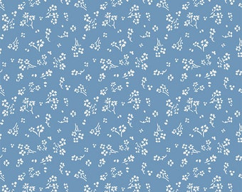 True Blue Collection by Maureen Cracknell for Art Gallery Fabrics, Sprinkled Florets Sky TBL89510, Sold in HALF yard Increments