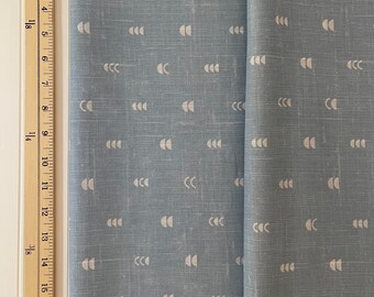 Half Circles in Cream on Light Blue Background Fabric, Faded Blue Fabric,  Boho Fabric, Sold in HALF yard Increments