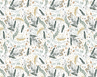 Green World by Boccaccini Meadows for FIGO Fabric, Botanical RC90885-10, Wildflowers, Quilting Fabric, Sold in HALF yard Increments
