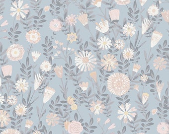 Mindscape Collection by Katarina Roccella for Art Gallery Fabrics, Tenderness Serene MDS63908, Floral Fabric, Sold in HALF yard Increments