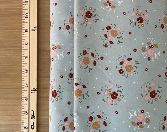 Mini Floral on Sage, Cotton Fabric, Floral Fabric on Sage Green Background, Sold in HALF yard Increments
