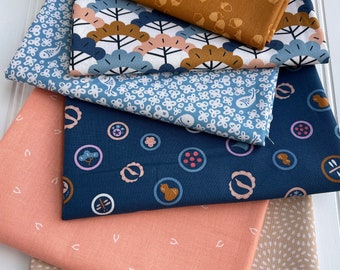 Kingyo Collection by Annie Chen for FIGO Fabric, Fat Quarter or Half Yard Bundle 6 Fabrics, Japanese Fabric, Quilting Fabric