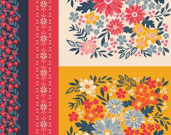 The Flower Fields, by Maureen Cracknell for Art Gallery Fabrics,  Opulent Swell FLF85915, Sold in HALF yard Increments
