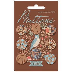 Tilda Hibernation Buttons 18mm, 8 pieces. Tilda Fabrics