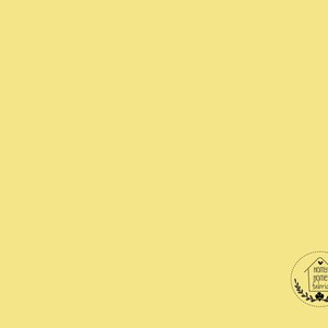 May include: A solid pale yellow fabric background. In the lower right corner is a circular logo with the text "homy home fabric" inside a house outline, surrounded by leaves and flowers.